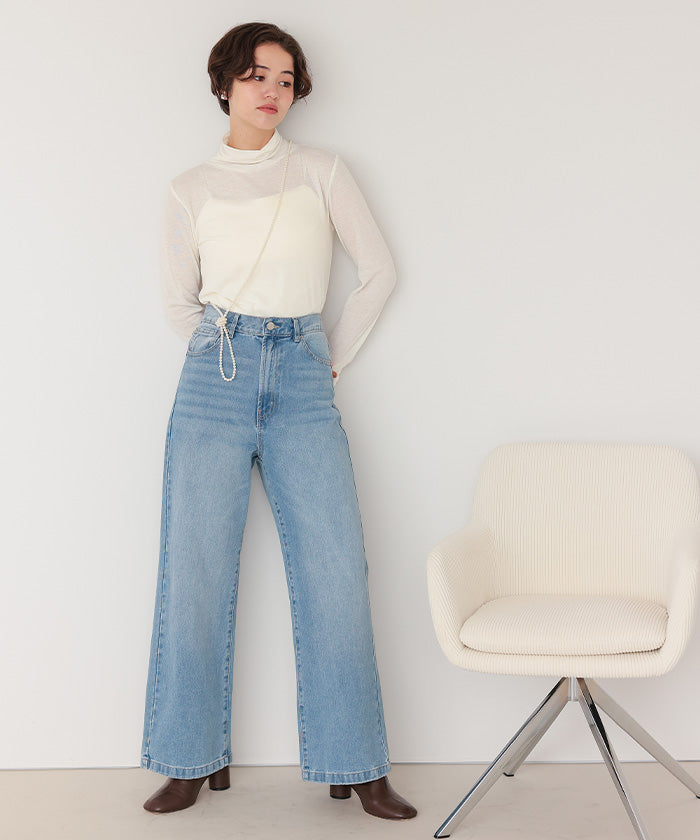 ティティベイト titivate 着心地抜群シアーハイネックトップス （レッド） レッド