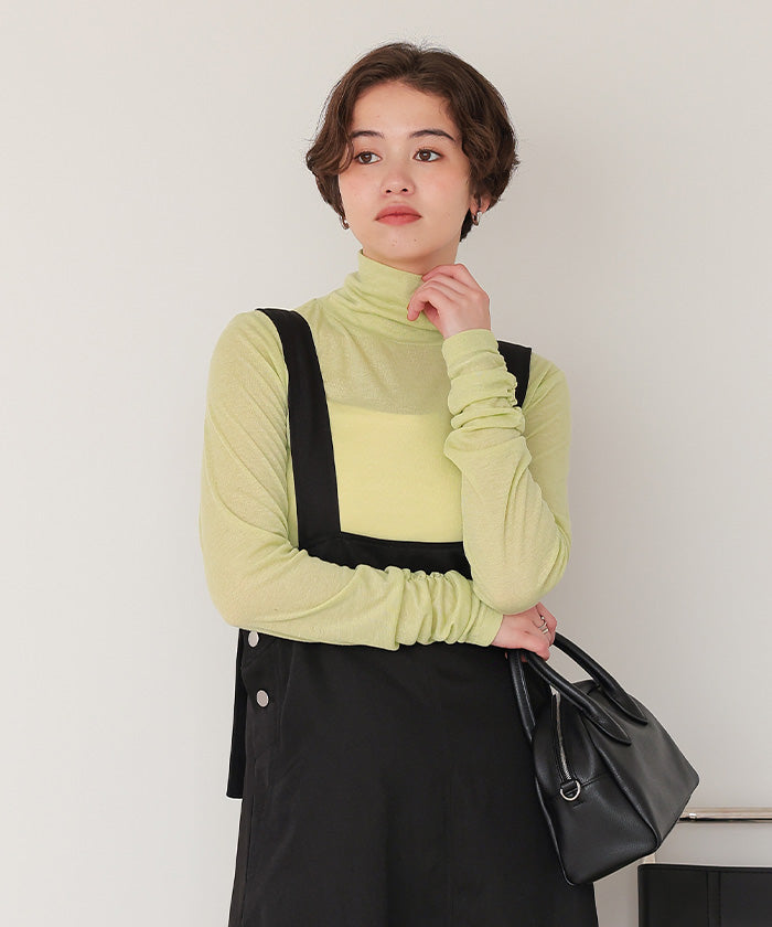 ティティベイト titivate 着心地抜群シアーハイネックトップス （レッド） レッド