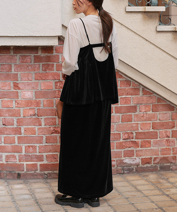 ティティベイト titivate ベロアペプラムビスチェ （ブラック） ブラック