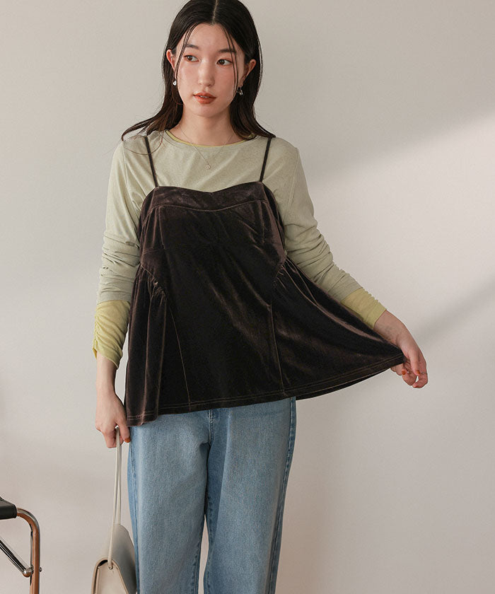 ティティベイト titivate ベロアペプラムビスチェ （ダークブラウン） ダークブラウン