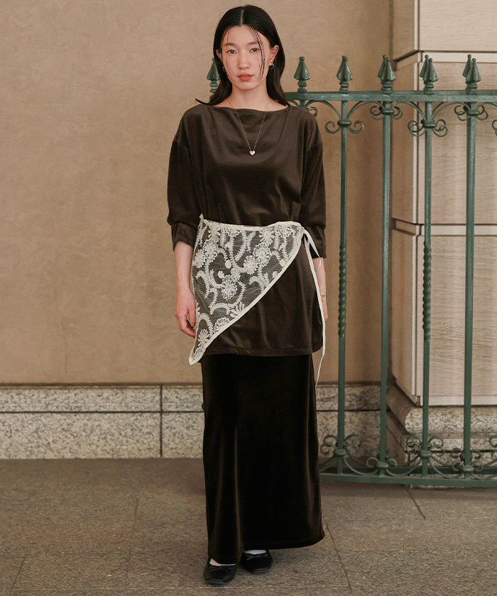 ティティベイト titivate シアーベロアオーバーサイズロングTシャツ （ブラウン） ブラウン