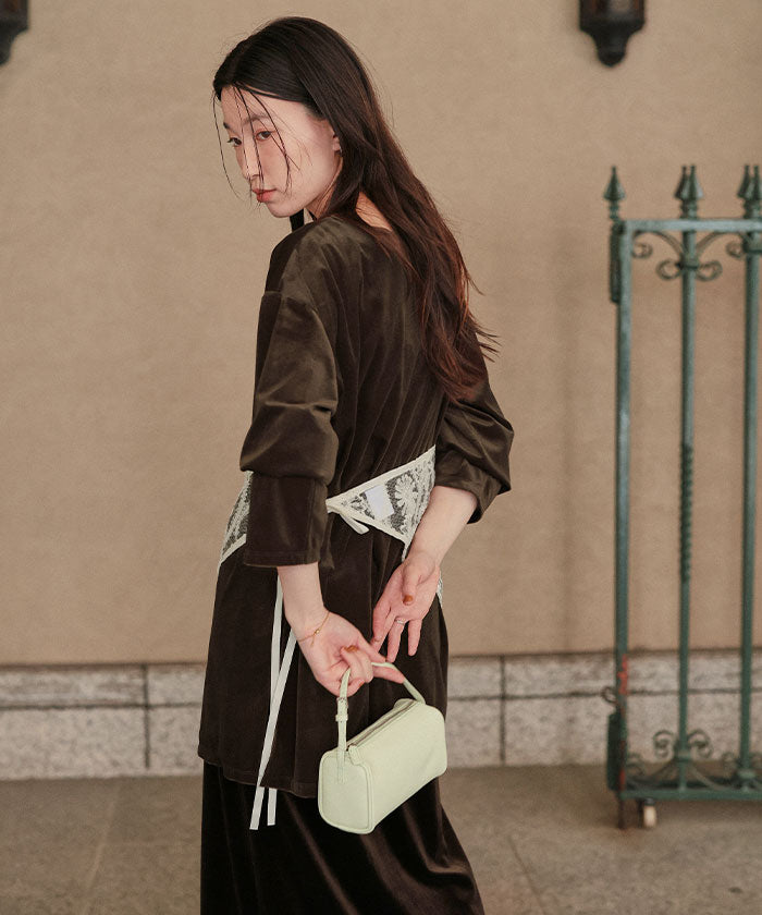 ティティベイト titivate シアーベロアオーバーサイズロングTシャツ （ブラウン） ブラウン