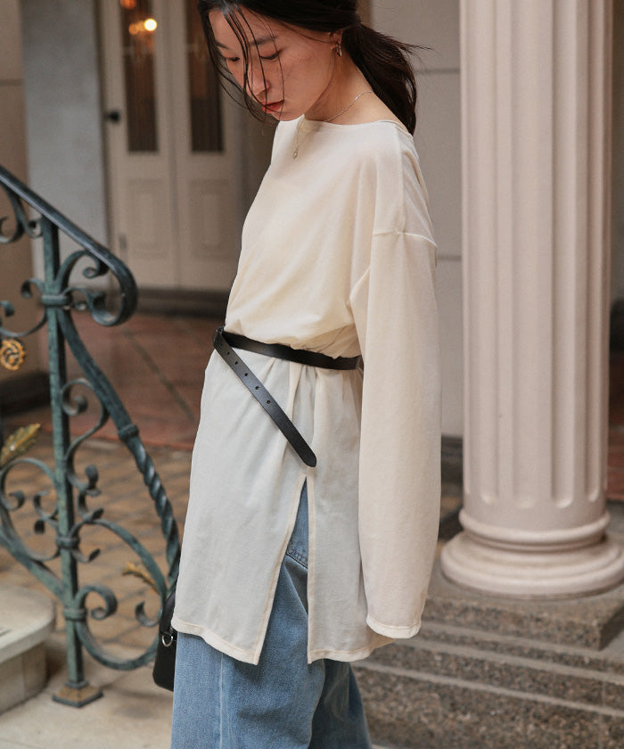 ティティベイト titivate シアーベロアオーバーサイズロングTシャツ （ブラウン） ブラウン