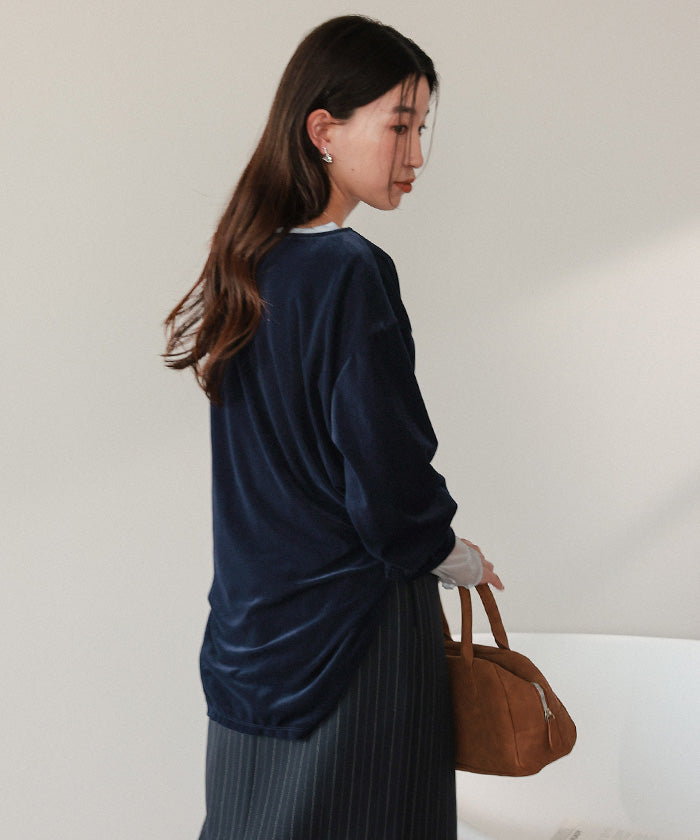 ティティベイト titivate シアーベロアオーバーサイズロングTシャツ （ブラウン） ブラウン