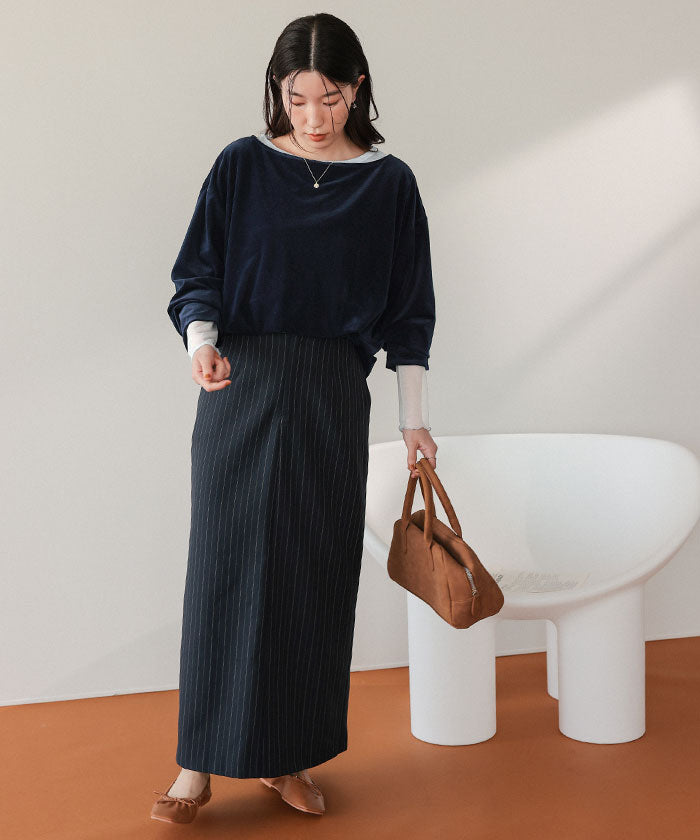 ティティベイト titivate シアーベロアオーバーサイズロングTシャツ （ブラウン） ブラウン