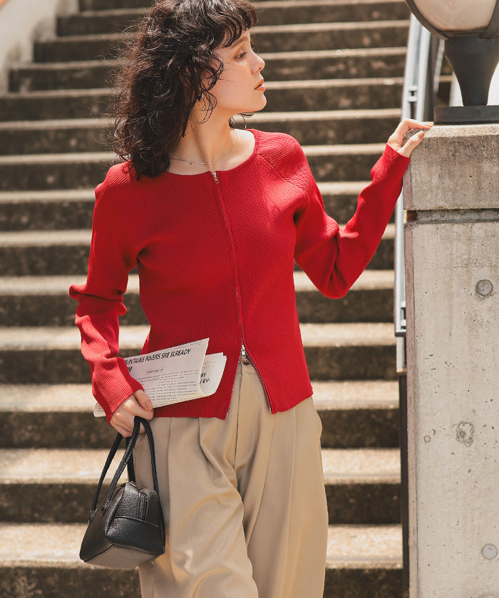 ティティベイト titivate 前後2wayダブルジップニットプルオーバー （ブルー） ブルー