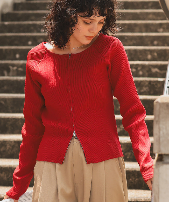 ティティベイト titivate 前後2wayダブルジップニットプルオーバー （ブルー） ブルー