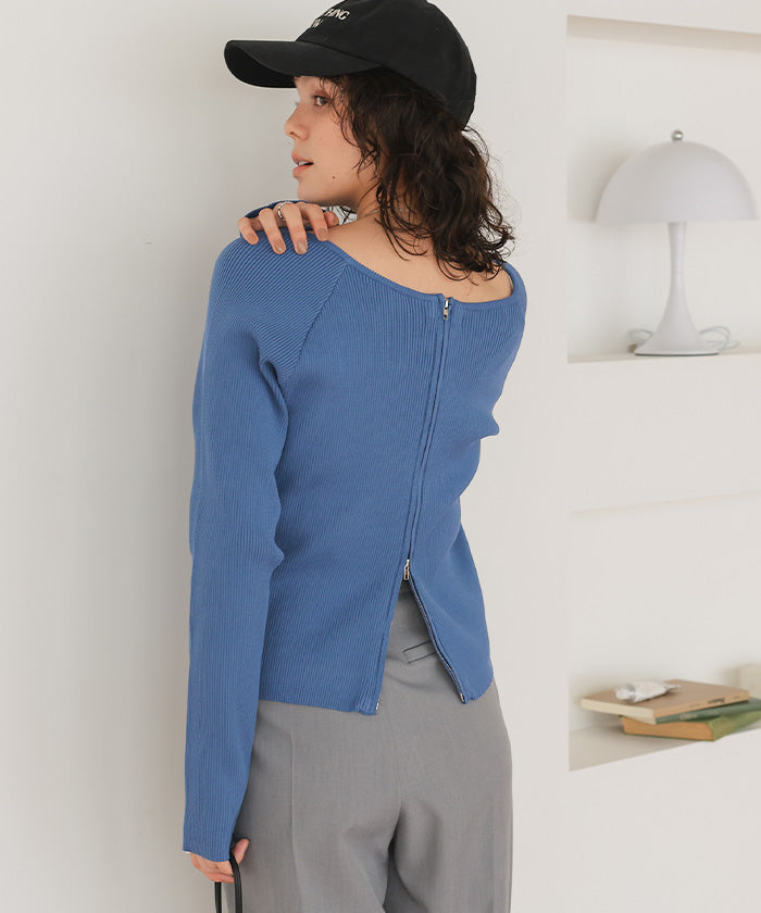 ティティベイト titivate 前後2wayダブルジップニットプルオーバー （ブルー） ブルー