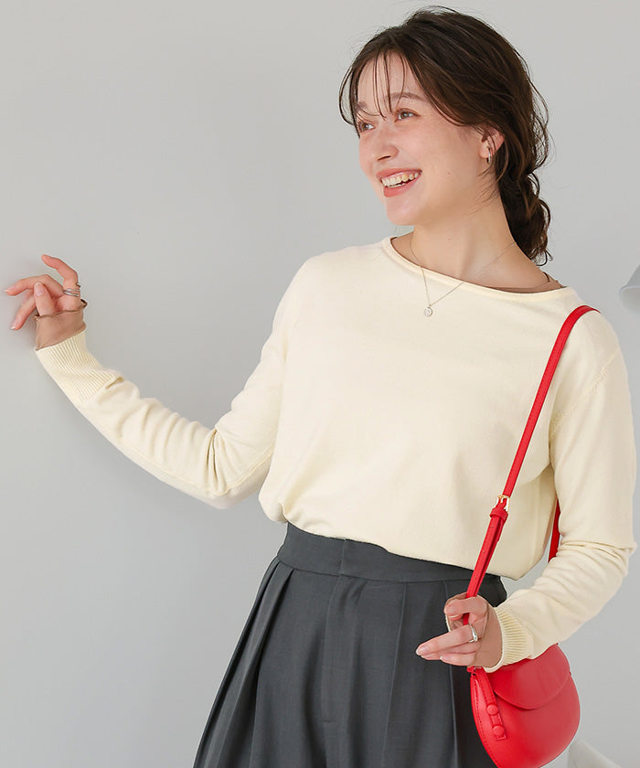 ティティベイト titivate なめらか手触りカシミヤタッチボートネックニット （チャコール） チャコール