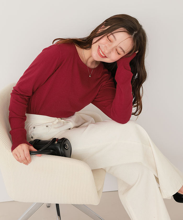 ティティベイト titivate なめらか手触りカシミヤタッチボートネックニット （チャコール） チャコール