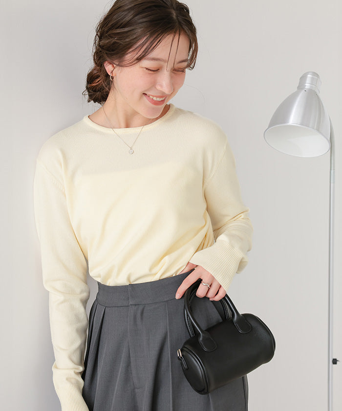 ティティベイト titivate なめらか手触りカシミヤタッチクルーネックニット （ブラック） ブラック