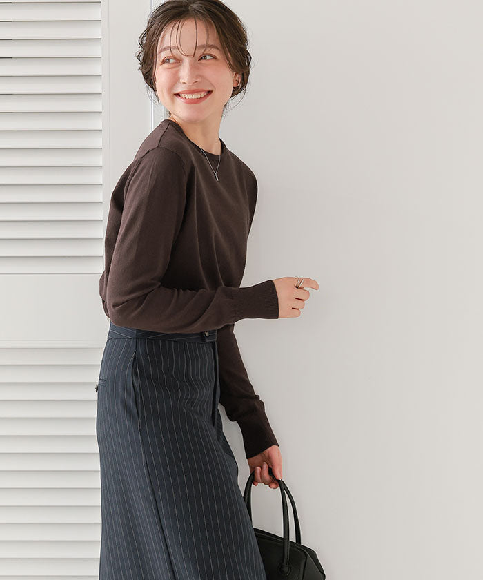 ティティベイト titivate なめらか手触りカシミヤタッチクルーネックニット （ブラック） ブラック