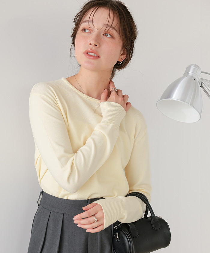 ティティベイト titivate なめらか手触りカシミヤタッチクルーネックニット （ブラック） ブラック