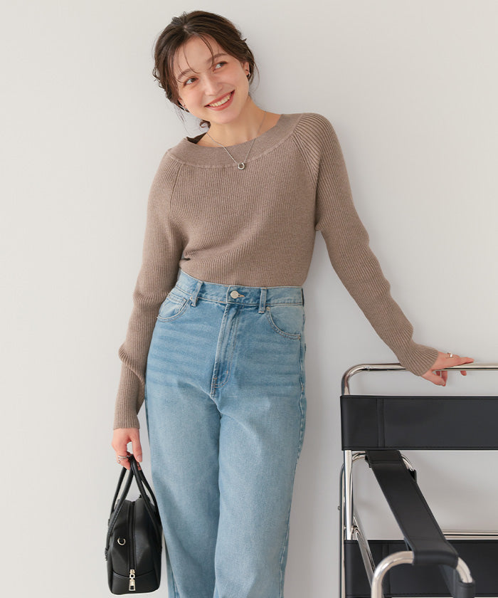 ティティベイト titivate ウォッシャブルボートネックニット （アイボリー） アイボリー