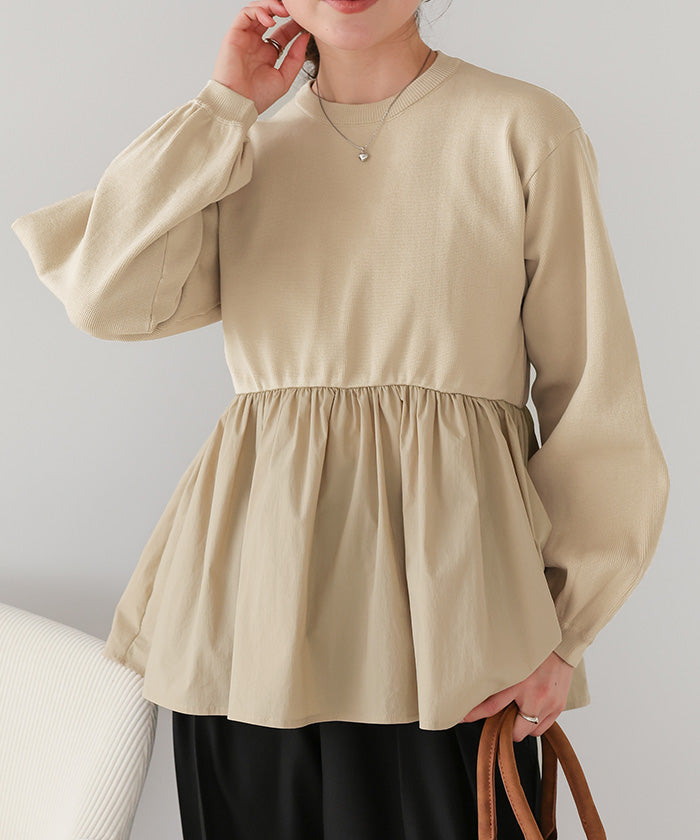 ティティベイト titivate ペプラムドッキングニットプルオーバー （ライトベージュ） ライトベージュ