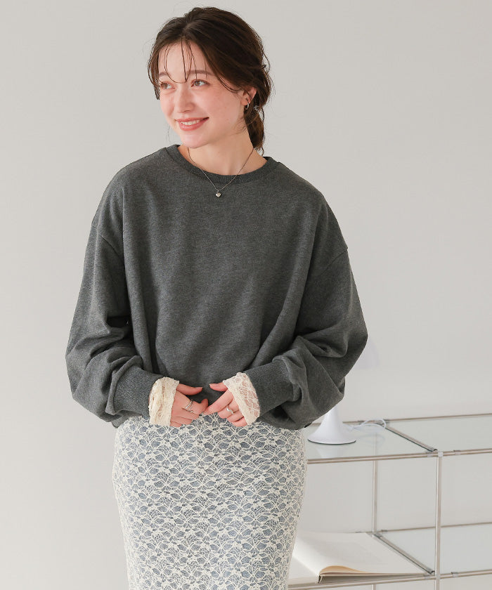 ティティベイト titivate ボリュームスリーブバルーンスウェットトップス （グレー） グレー