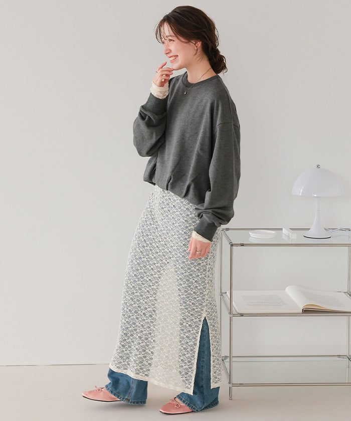 ティティベイト titivate ボリュームスリーブバルーンスウェットトップス （グレー） グレー