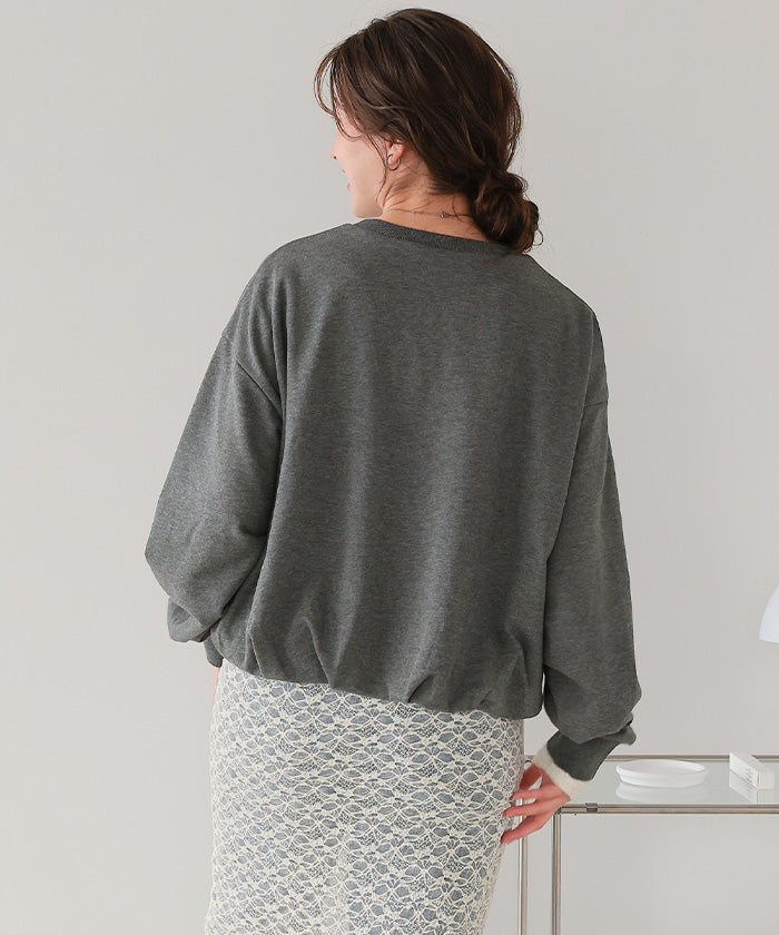 ティティベイト titivate ボリュームスリーブバルーンスウェットトップス （グレー） グレー