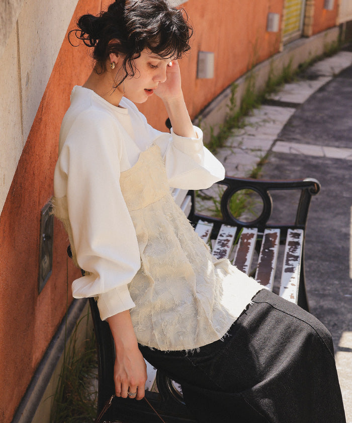 ティティベイト titivate ビスチェライクドッキングペプラムトップス （ブラック） ブラック