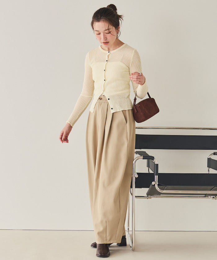 ティティベイト titivate 前後2wayウォッシャブルリブシアーニットカーディガン （ライトイエロー） ライトイエロー