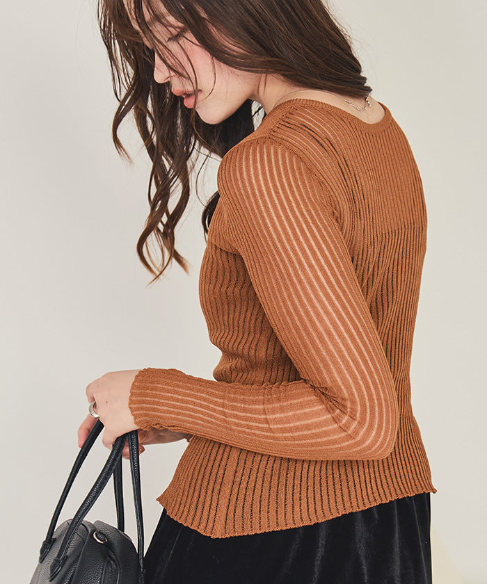 ティティベイト titivate 前後2wayウォッシャブルリブシアーニットカーディガン （ライトイエロー） ライトイエロー