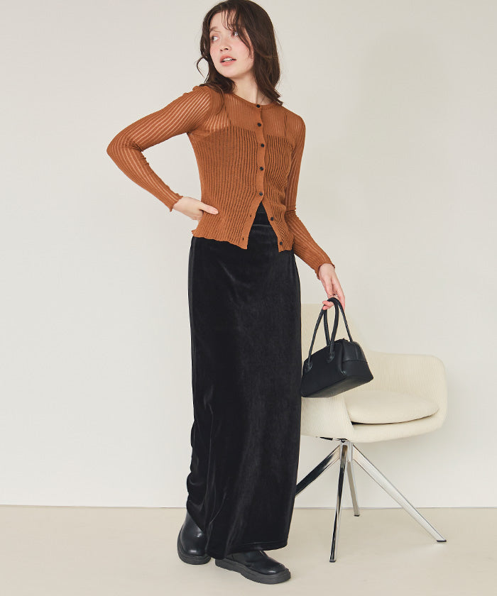 ティティベイト titivate 前後2wayウォッシャブルリブシアーニットカーディガン （ライトイエロー） ライトイエロー