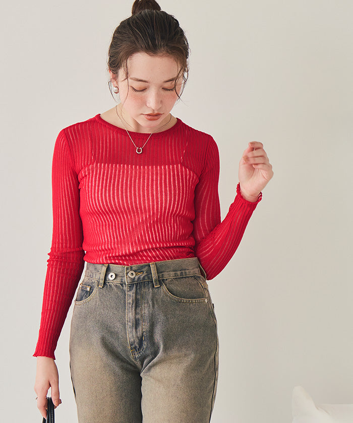 ティティベイト titivate 前後2wayウォッシャブルリブシアーニットカーディガン （ライトイエロー） ライトイエロー