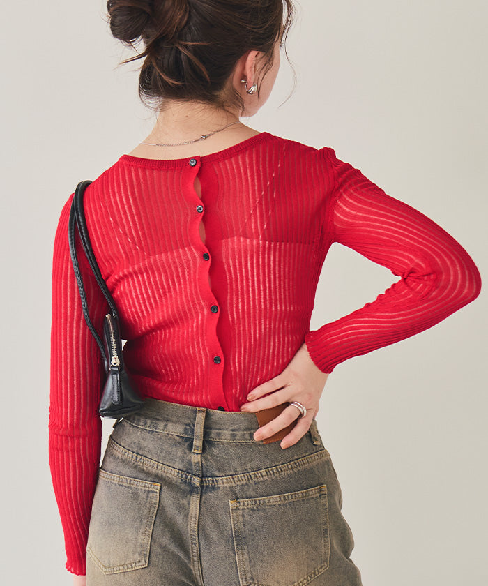 ティティベイト titivate 前後2wayウォッシャブルリブシアーニットカーディガン （ライトイエロー） ライトイエロー