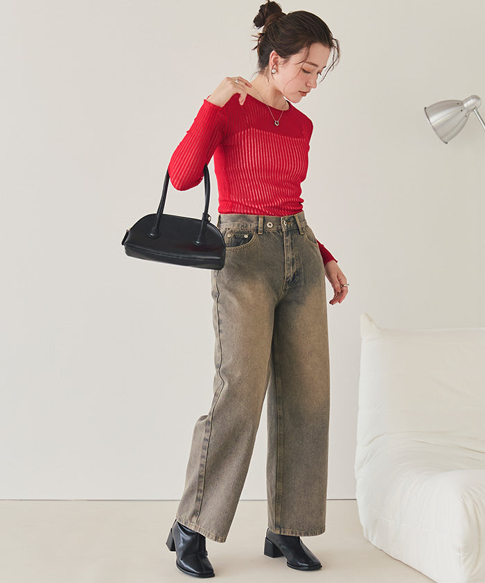 ティティベイト titivate 前後2wayウォッシャブルリブシアーニットカーディガン （ライトイエロー） ライトイエロー