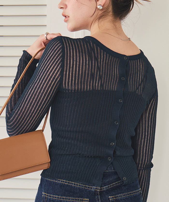 ティティベイト titivate 前後2wayウォッシャブルリブシアーニットカーディガン （ライトイエロー） ライトイエロー