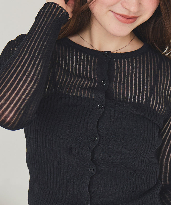 ティティベイト titivate 前後2wayウォッシャブルリブシアーニットカーディガン （ライトイエロー） ライトイエロー