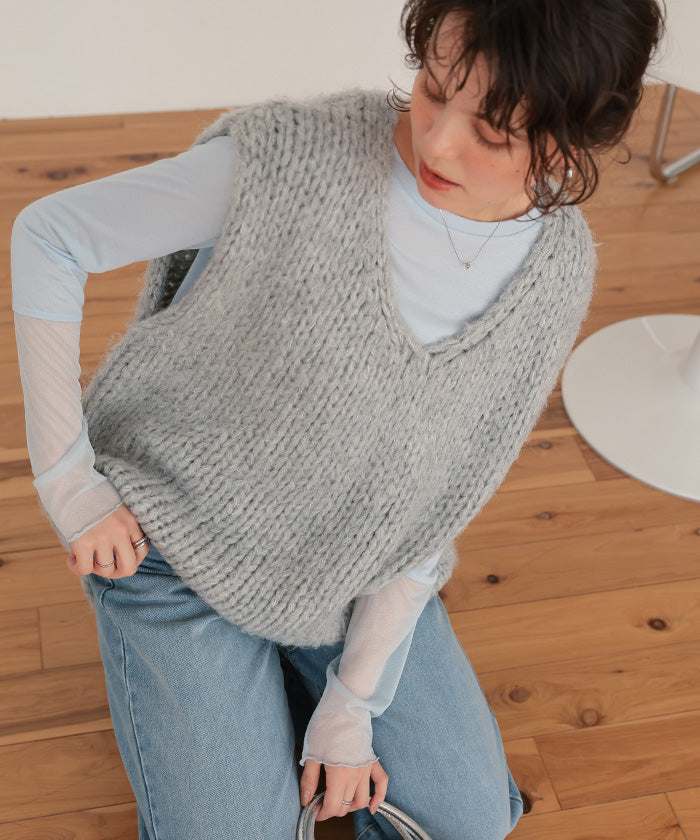 ティティベイト titivate ローゲージニットベスト （チャコール） チャコール