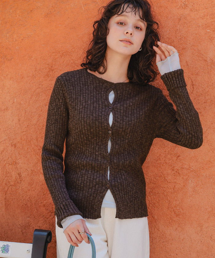 ティティベイト titivate コンパクトリブニットカーディガン （ベージュ） ベージュ