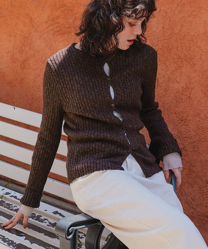 ティティベイト titivate コンパクトリブニットカーディガン （ベージュ） ベージュ