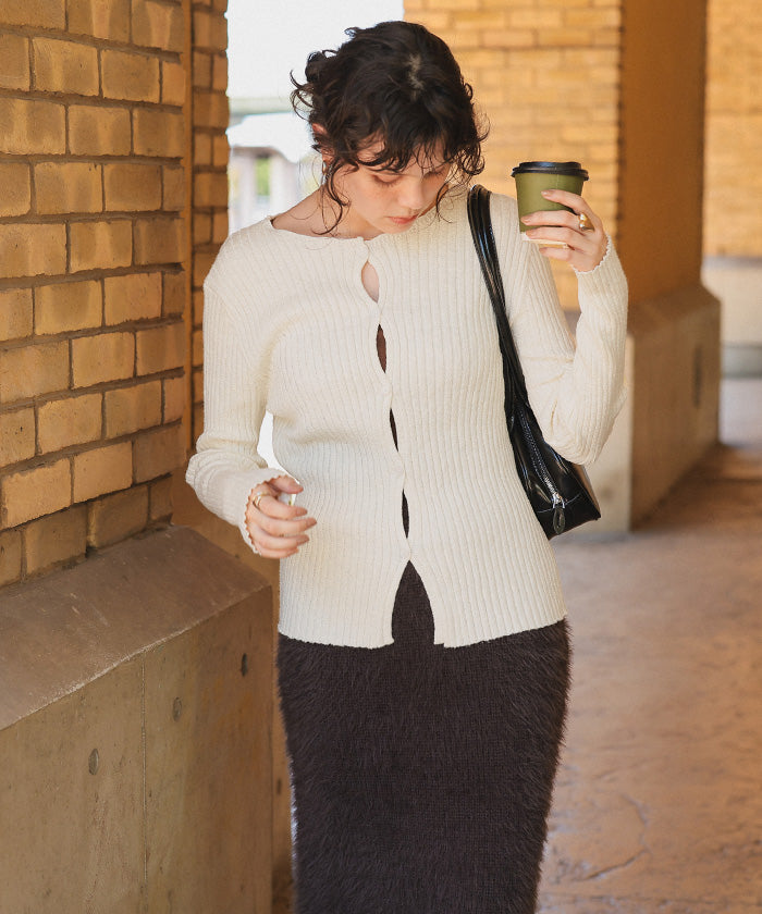 ティティベイト titivate コンパクトリブニットカーディガン （ベージュ） ベージュ