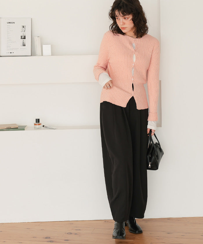 ティティベイト titivate コンパクトリブニットカーディガン （ベージュ） ベージュ