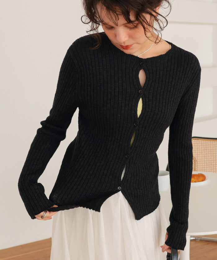 ティティベイト titivate コンパクトリブニットカーディガン （ベージュ） ベージュ