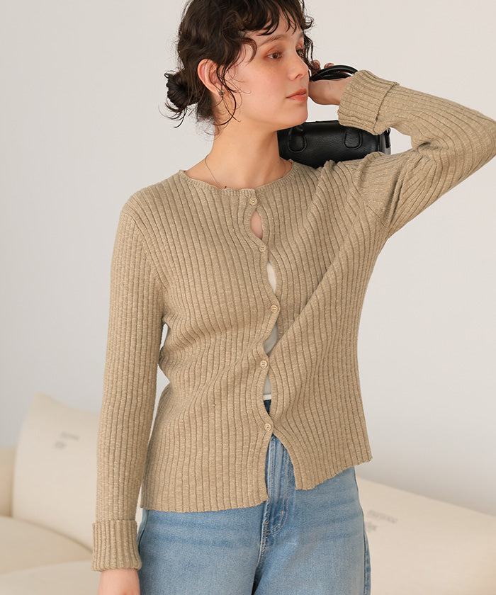 ティティベイト titivate コンパクトリブニットカーディガン （ネイビー） ネイビー