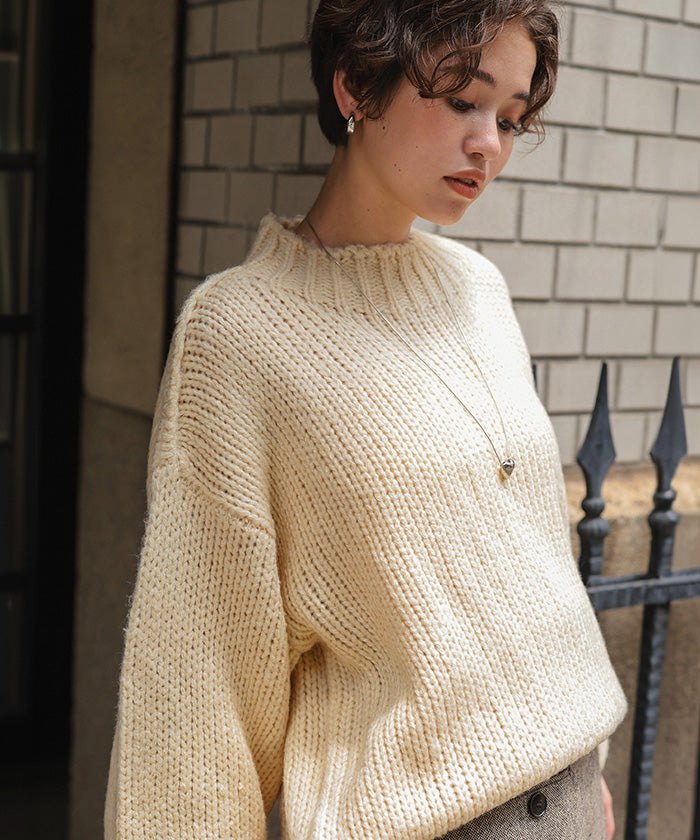 ティティベイト titivate ハンドライクオーバーサイズローゲージニット （アイボリー） アイボリー