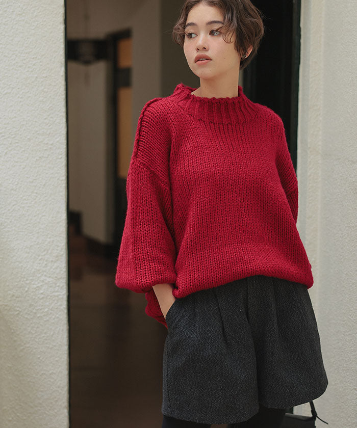 ティティベイト titivate ハンドライクオーバーサイズローゲージニット （アイボリー） アイボリー