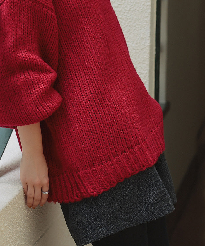 ティティベイト titivate ハンドライクオーバーサイズローゲージニット （アイボリー） アイボリー