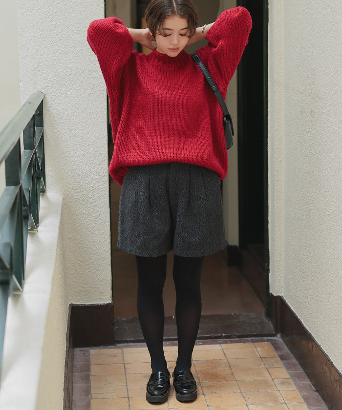 ティティベイト titivate ハンドライクオーバーサイズローゲージニット （アイボリー） アイボリー