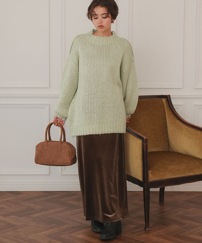 ティティベイト titivate ハンドライクオーバーサイズローゲージニット （アイボリー） アイボリー