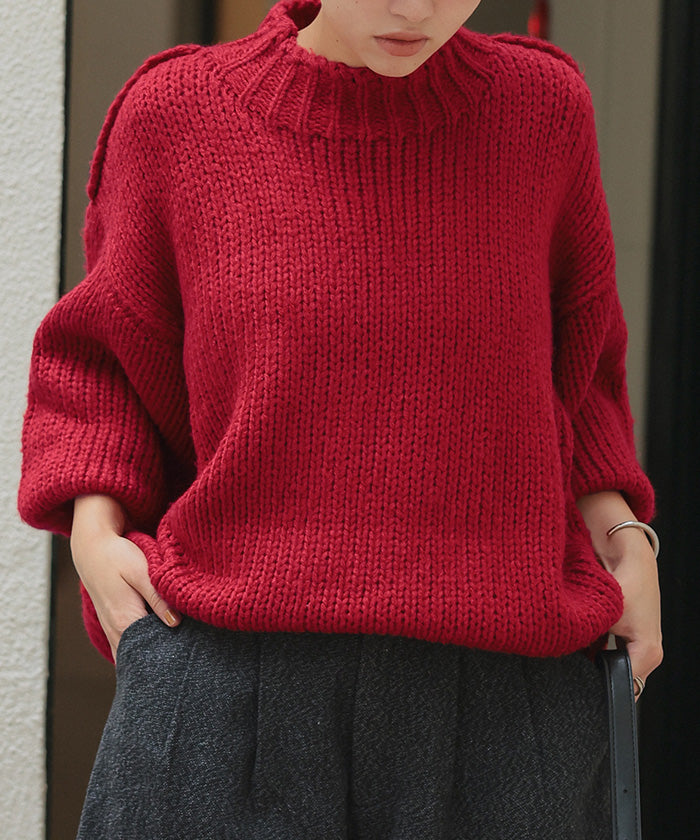 ティティベイト titivate ハンドライクオーバーサイズローゲージニット （レッド） レッド