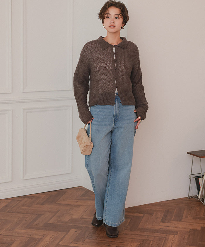 ティティベイト titivate 起毛糸ポロ襟シアーニット （杢グレー） 杢グレー