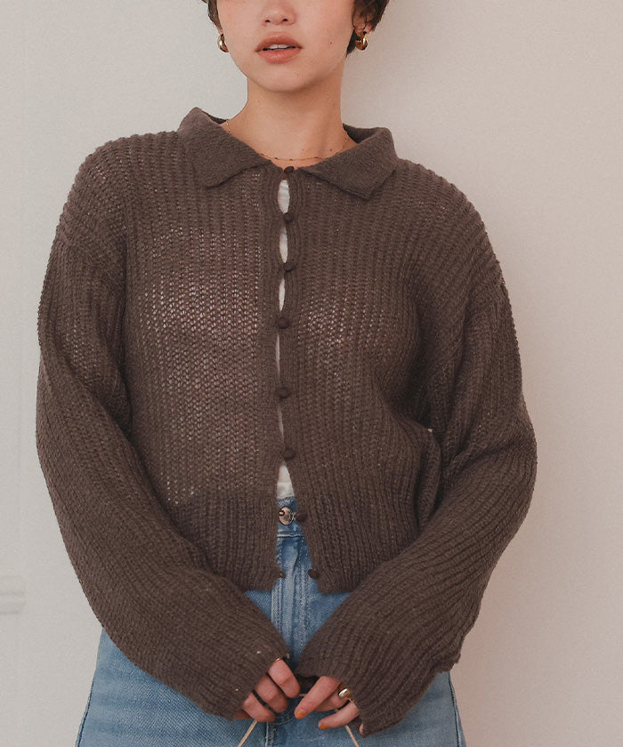 ティティベイト titivate 起毛糸ポロ襟シアーニット （杢グレー） 杢グレー