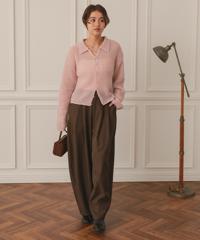 ティティベイト titivate 起毛糸ポロ襟シアーニット （杢グレー） 杢グレー