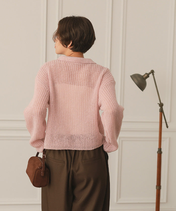 ティティベイト titivate 起毛糸ポロ襟シアーニット （杢グレー） 杢グレー