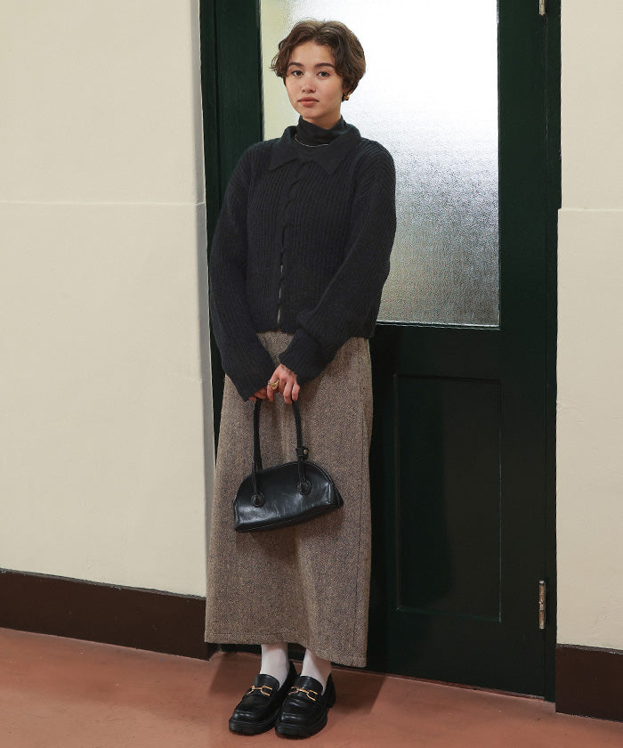 ティティベイト titivate 起毛糸ポロ襟シアーニット （杢グレー） 杢グレー