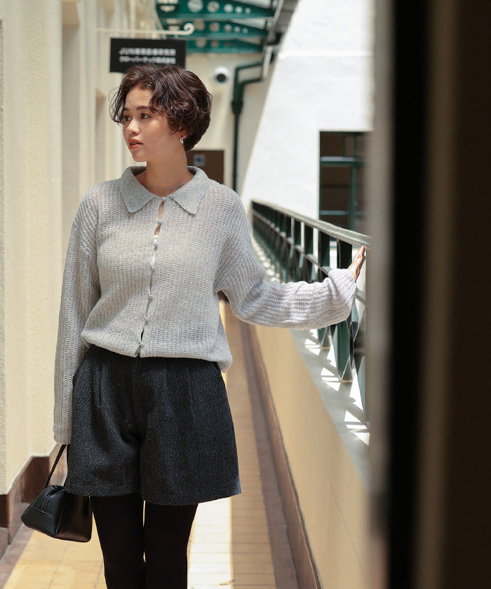 ティティベイト titivate 起毛糸ポロ襟シアーニット （杢グレー） 杢グレー